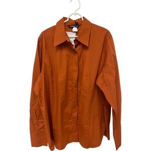 Marina Sport Womens Blouse Shirt Size 22 Orange Button Up Long Sleeve NWT